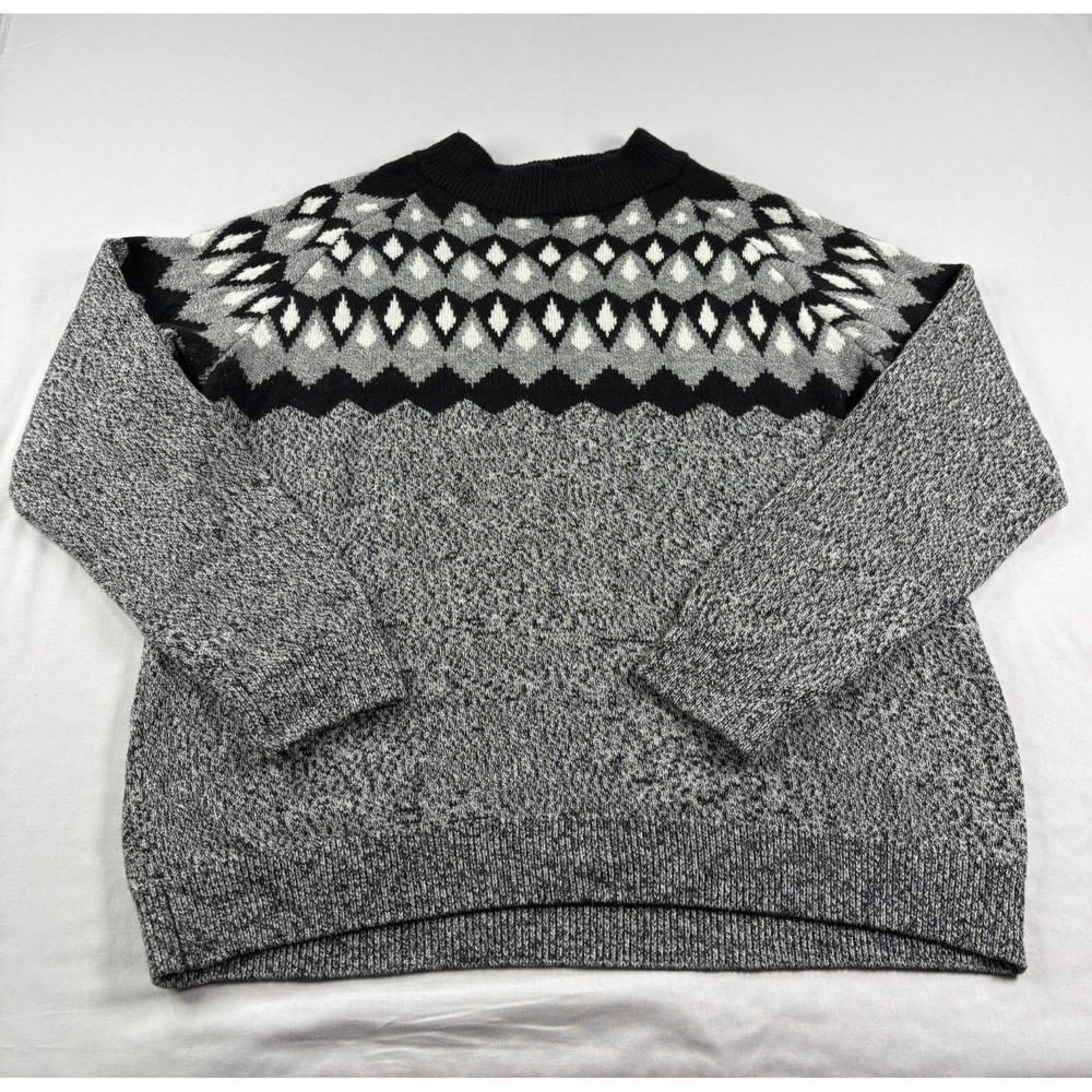 Karl Lagerfeld Wool Sweater Mens 2XL Gray Pullover‎ Stretch Holiday Casual